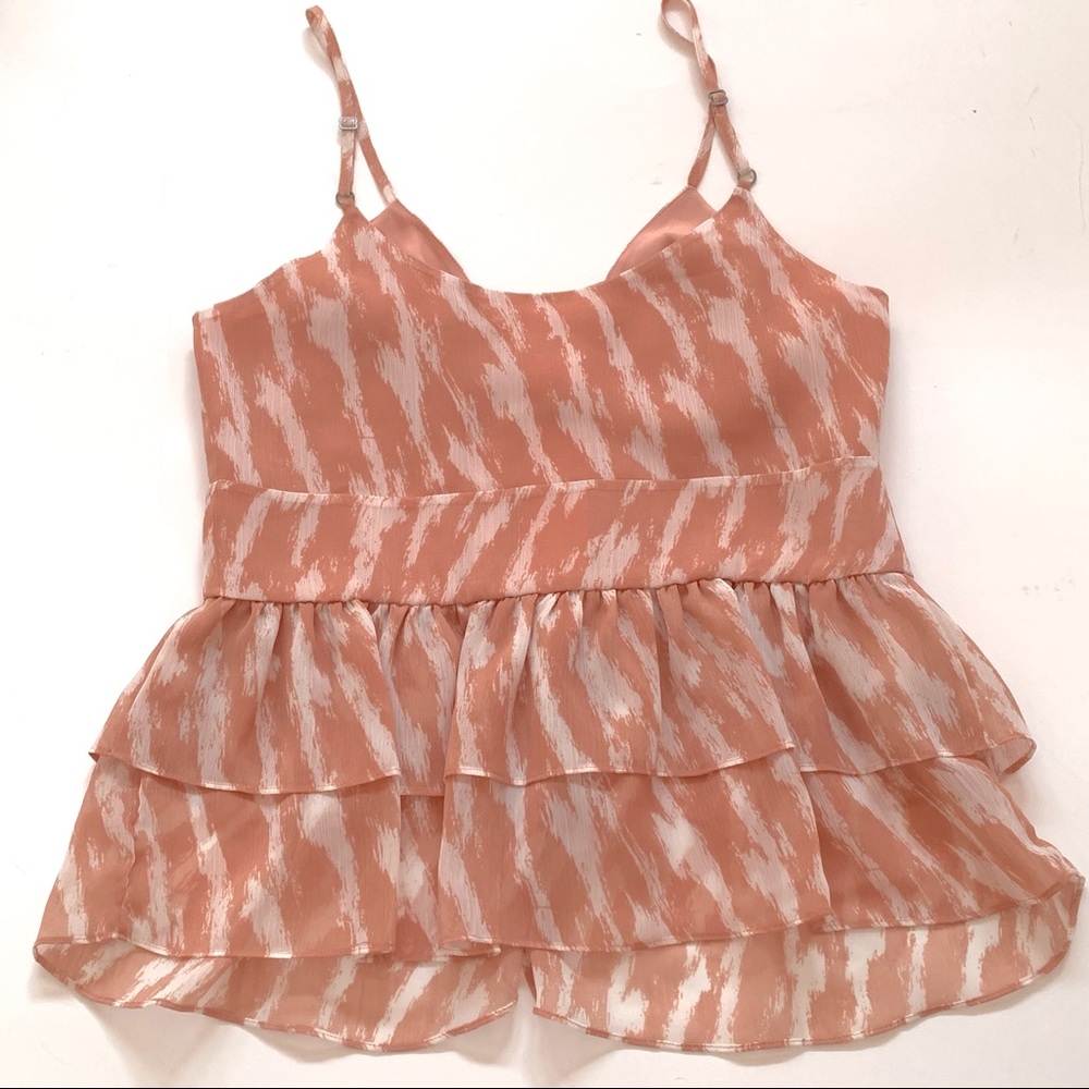BCBG Ruffle Spaghetti Strap Button Down Top - Picture 2 of 3